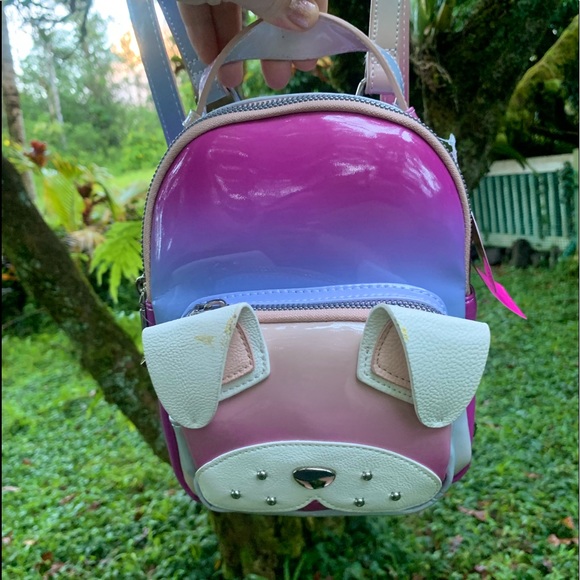 Betsy Johnson OmbrΓ© Pastel Pink & Purple Kitsch Mini Puppy Dog Back Pack! - Picture 1 of 7